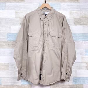5.11 Tactical Long Sleeve Canvas Shirt Beige Ventilated Cotton Work Mens Large